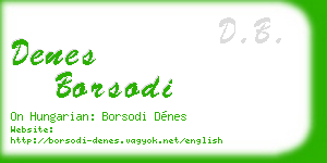 denes borsodi business card